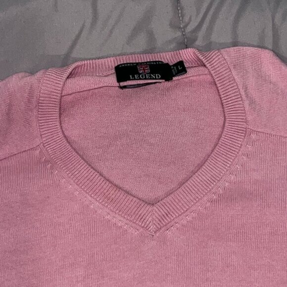 Men's Andrew Carrington Legend Pink Cotton Cashmere Sweater Size Large - Picture 3 of 5